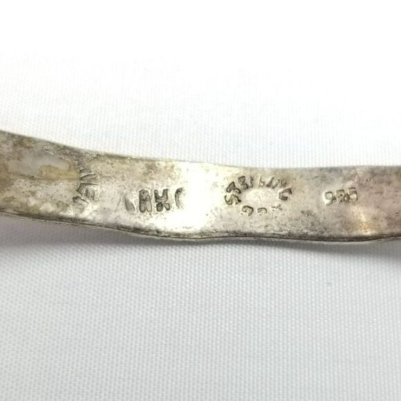 Vintage Sterling Silver Stamped Fish Pattern Bangle Bracelet, Signed Estate - Picture 3 of 6